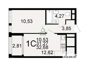 1-к квартира, вторичка, 33м2, 19/26 этаж