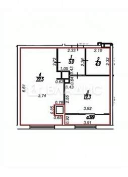 1-к квартира, вторичка, 47м2, 21/25 этаж