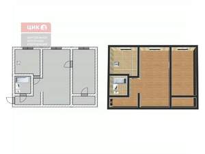 2-к квартира, вторичка, 45м2, 1/4 этаж