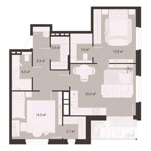 2-к квартира, строящийся дом, 78м2, 7/8 этаж