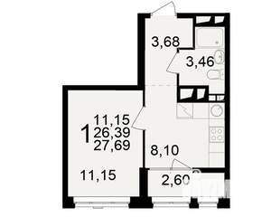 1-к квартира, вторичка, 26м2, 16/25 этаж