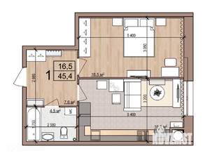 1-к квартира, вторичка, 45м2, 2/22 этаж