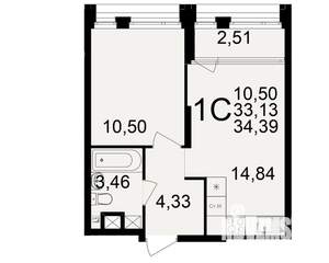 1-к квартира, вторичка, 33м2, 2/25 этаж