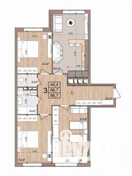 3-к квартира, вторичка, 87м2, 4/17 этаж