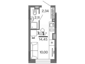 Студия квартира, вторичка, 14м2, 9/25 этаж