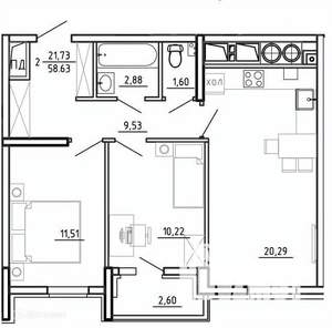 2-к квартира, вторичка, 59м2, 8/26 этаж