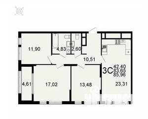 3-к квартира, вторичка, 86м2, 18/26 этаж