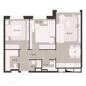 2-к квартира, вторичка, 65м2, 5/9 этаж