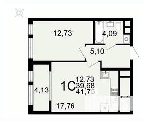 1-к квартира, вторичка, 42м2, 17/26 этаж