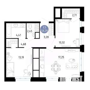 2-к квартира, вторичка, 58м2, 13/25 этаж