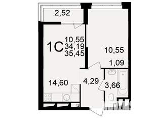 1-к квартира, вторичка, 34м2, 16/25 этаж