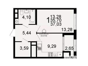 1-к квартира, вторичка, 37м2, 2/26 этаж