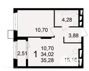 1-к квартира, вторичка, 35м2, 21/24 этаж