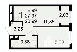 1-к квартира, вторичка, 29м2, 20/24 этаж