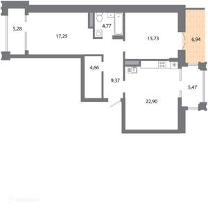 2-к квартира, вторичка, 82м2, 1/6 этаж