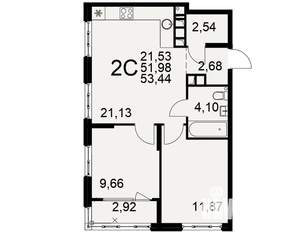 2-к квартира, вторичка, 52м2, 22/22 этаж