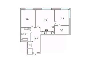2-к квартира, вторичка, 78м2, 23/25 этаж