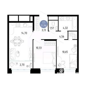 2-к квартира, вторичка, 52м2, 14/20 этаж