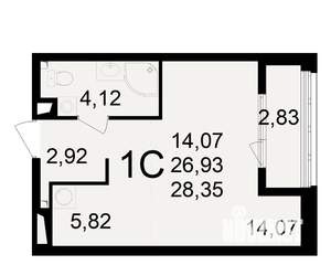 1-к квартира, вторичка, 27м2, 6/23 этаж