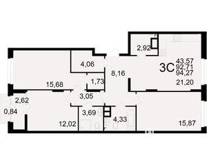3-к квартира, вторичка, 93м2, 6/25 этаж