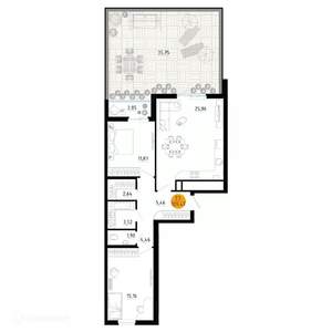 2-к квартира, вторичка, 109м2, 1/26 этаж