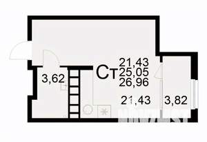 1-к квартира, вторичка, 27м2, 21/22 этаж