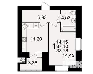 1-к квартира, вторичка, 37м2, 10/15 этаж