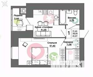 1-к квартира, вторичка, 41м2, 14/16 этаж