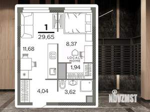 1-к квартира, вторичка, 30м2, 23/26 этаж