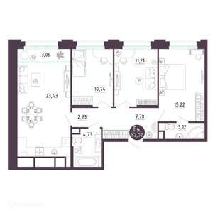 3-к квартира, вторичка, 82м2, 5/19 этаж