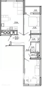2-к квартира, вторичка, 69м2, 14/26 этаж