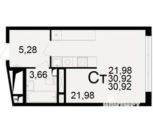 1-к квартира, вторичка, 31м2, 2/25 этаж