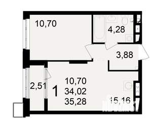 1-к квартира, вторичка, 34м2, 13/23 этаж