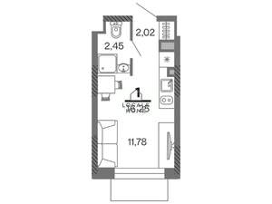 Студия квартира, вторичка, 16м2, 11/25 этаж