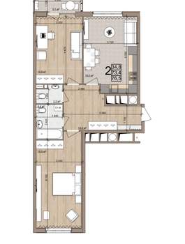 2-к квартира, вторичка, 77м2, 25/25 этаж
