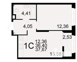 1-к квартира, вторичка, 36м2, 7/25 этаж