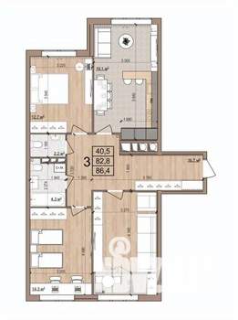 3-к квартира, вторичка, 86м2, 16/17 этаж