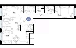 3-к квартира, вторичка, 70м2, 8/14 этаж