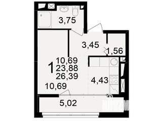 1-к квартира, вторичка, 24м2, 15/25 этаж
