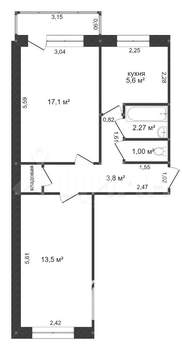 2-к квартира, вторичка, 51м2, 9/9 этаж