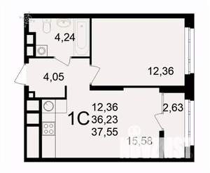 1-к квартира, вторичка, 38м2, 23/26 этаж