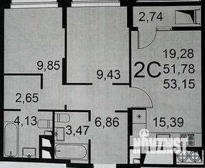 2-к квартира, вторичка, 57м2, 22/23 этаж