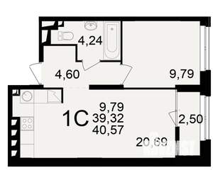 1-к квартира, вторичка, 39м2, 17/25 этаж
