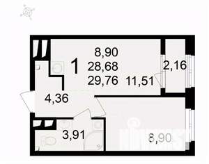 1-к квартира, вторичка, 30м2, 22/24 этаж