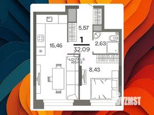 1-к квартира, вторичка, 32м2, 20/26 этаж