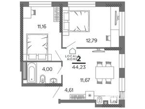 2-к квартира, вторичка, 44м2, 25/25 этаж
