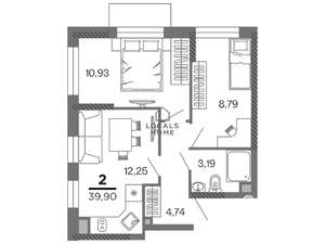 2-к квартира, вторичка, 40м2, 2/25 этаж