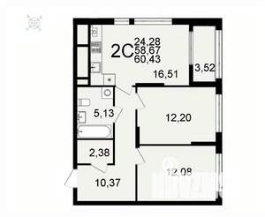 2-к квартира, вторичка, 60м2, 10/26 этаж