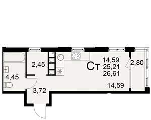 1-к квартира, вторичка, 25м2, 22/22 этаж