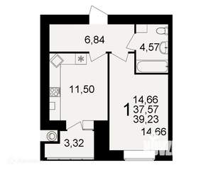 1-к квартира, вторичка, 39м2, 12/16 этаж